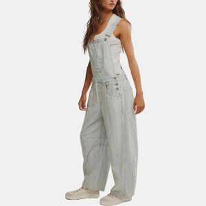 Free People We The Free Good Luck Striped Overalls Women's XL One-Piece Jumpsuit